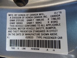 2016 Honda Civic LX Silver 2.0L AT #A21374